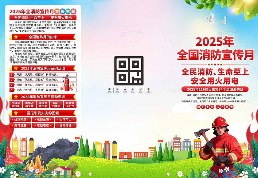 2025年全国消防宣传月三折页