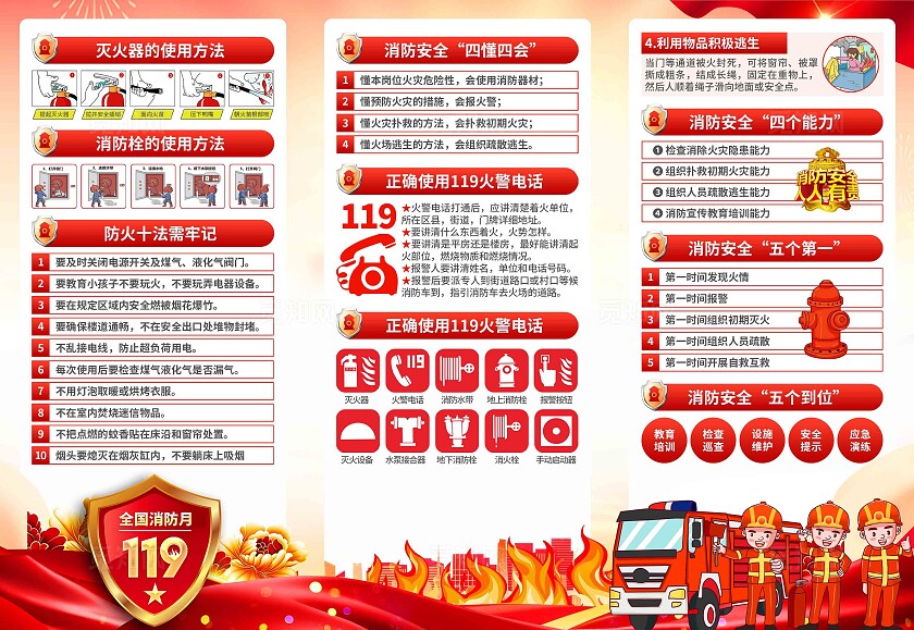 2025年全国消防宣传月三折页