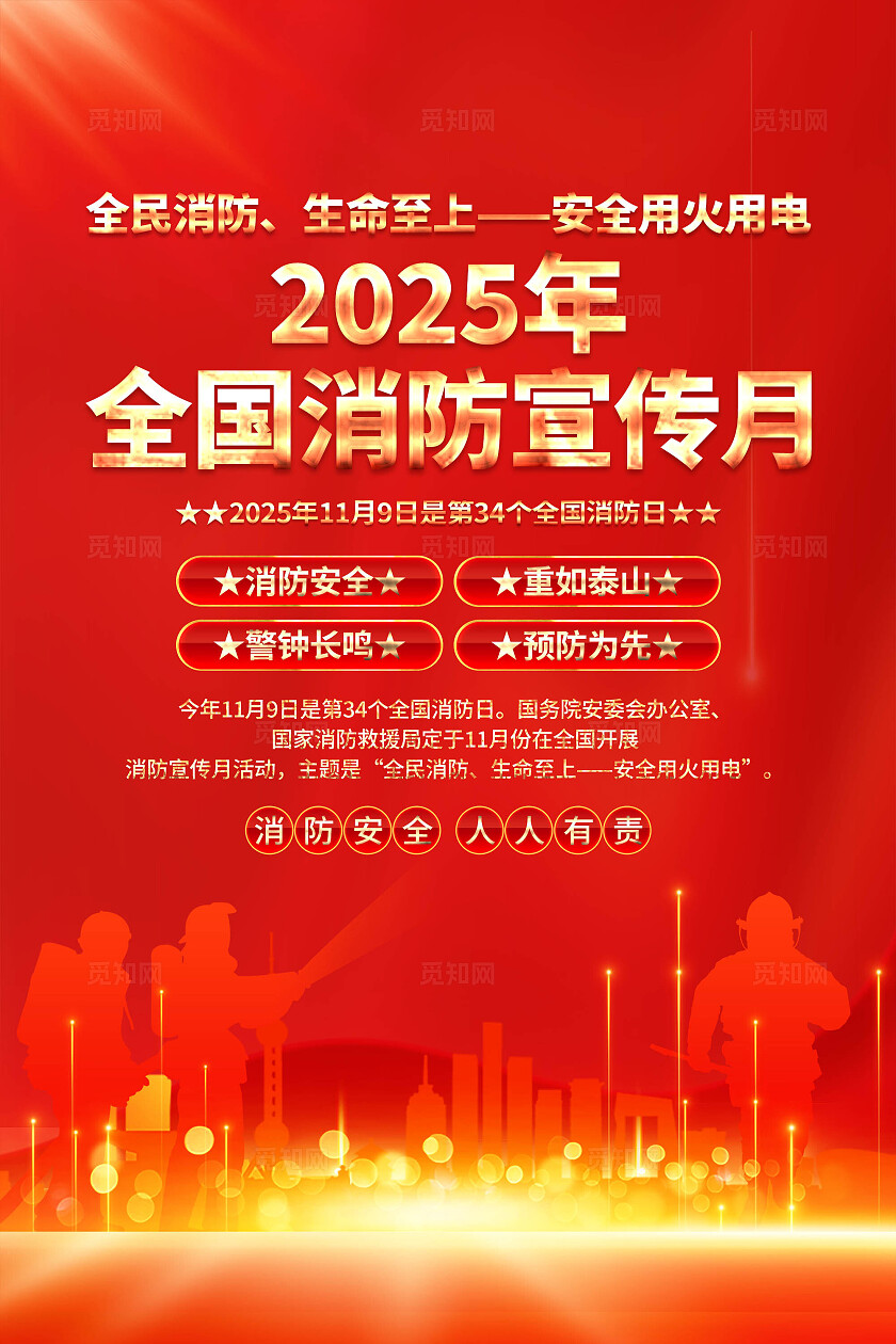 2025年全国消防宣传月海报