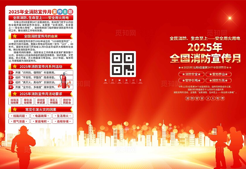 2025年全国消防宣传月三折页