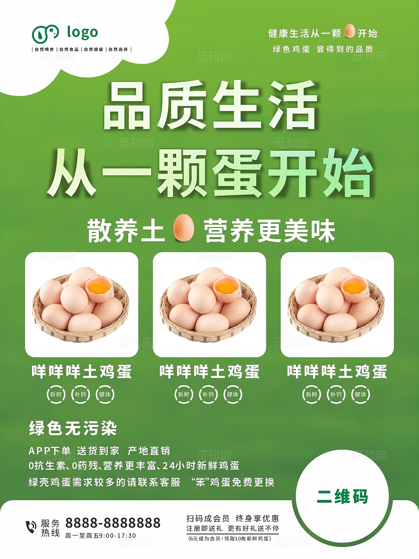 绿色品质生活从一颗蛋开始散养土鸡蛋海报非转曲宣传