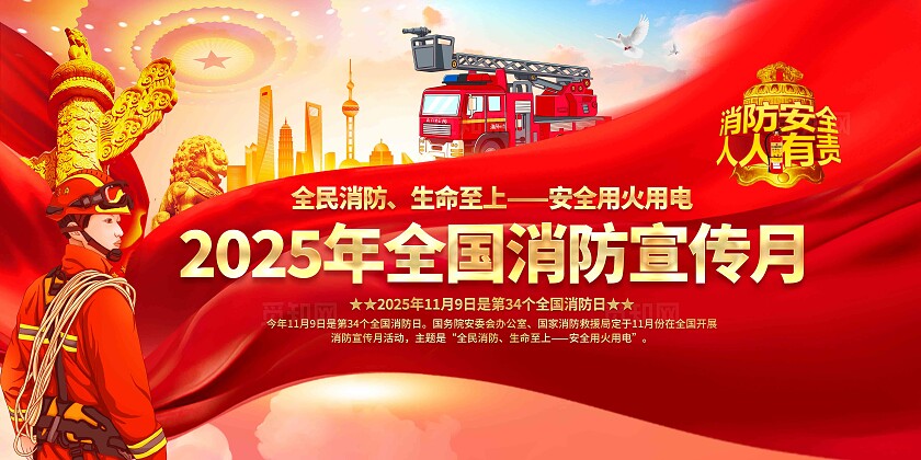2025年全国消防宣传月展板