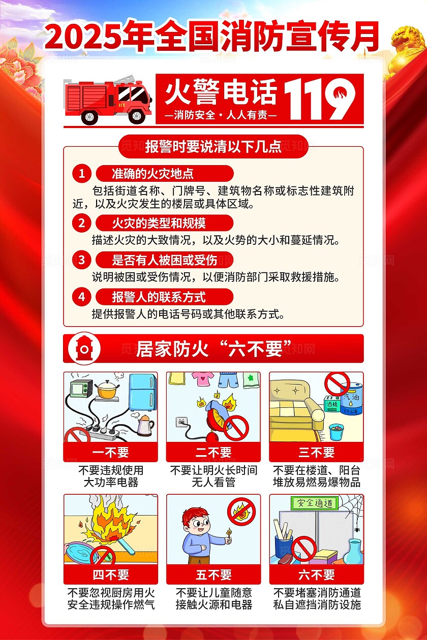 2025年全国消防宣传月海报