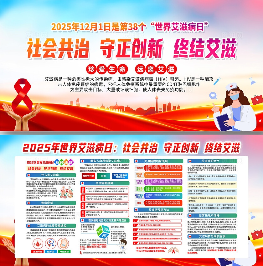 2025年世界艾滋病日宣传栏展板设计模板