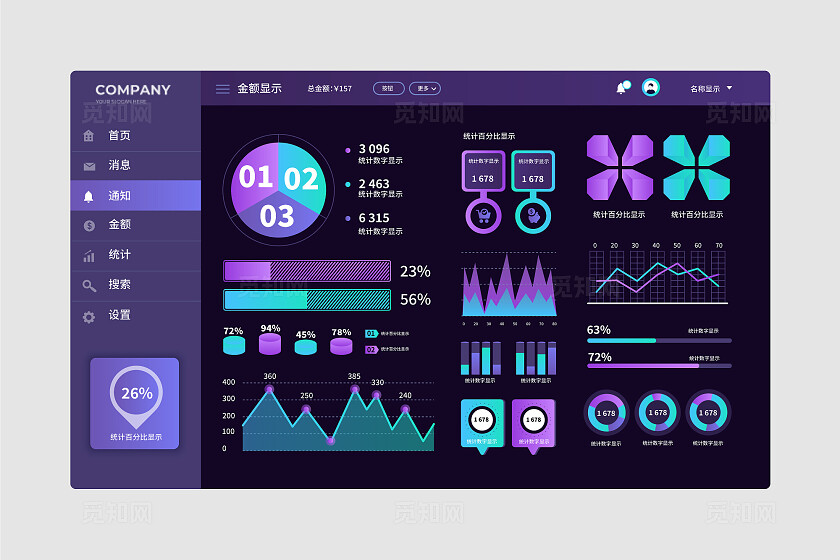 科技风蓝色大数据可视化大数据 ui界面宣传
