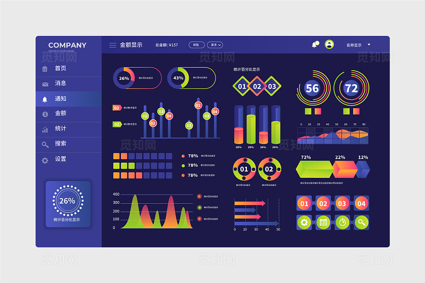 科技风蓝色大数据可视化大数据ui界面宣传