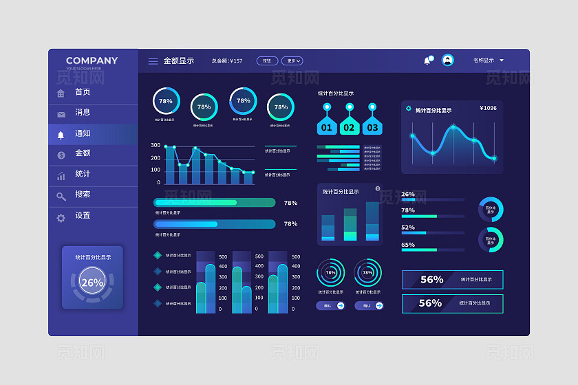 科技风 蓝色 大数据 可视化 大数据 ui 界面宣传ui界面