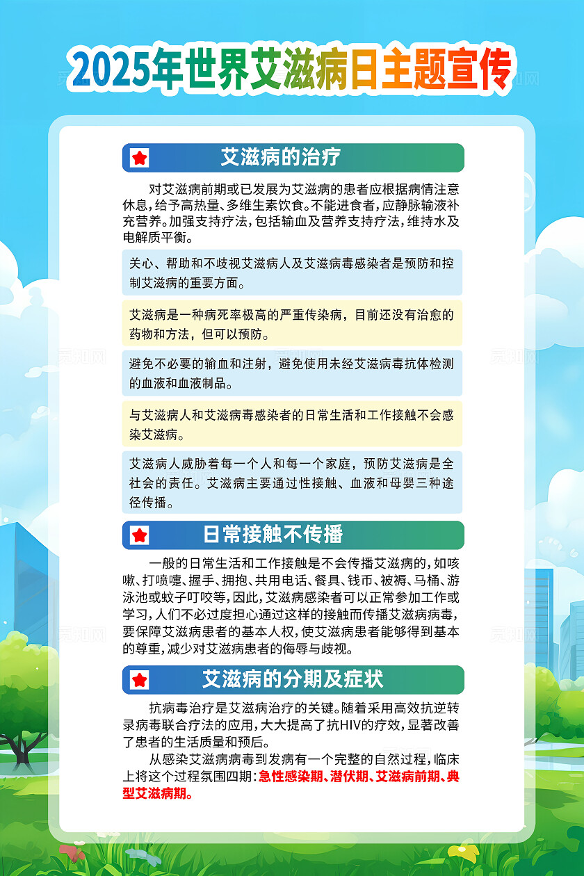 2025年世界艾滋病日海报展板背景