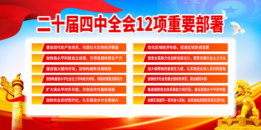 大气红色党建二十届四中全会宣传展板