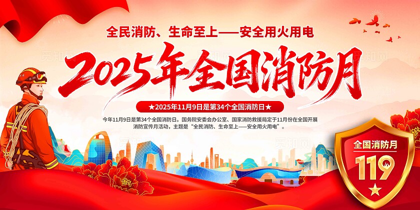 2025年全国消防宣传月展板