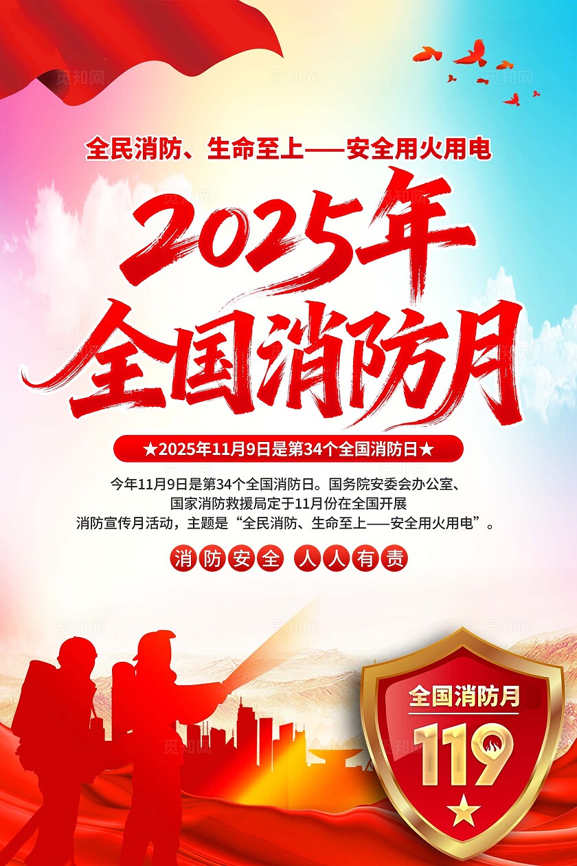 2025年全国消防宣传月海报