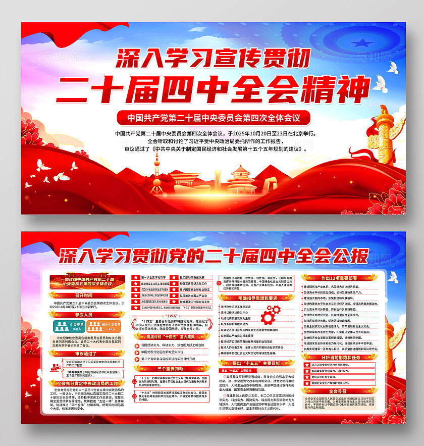 二十届四中全会公报展板宣传栏