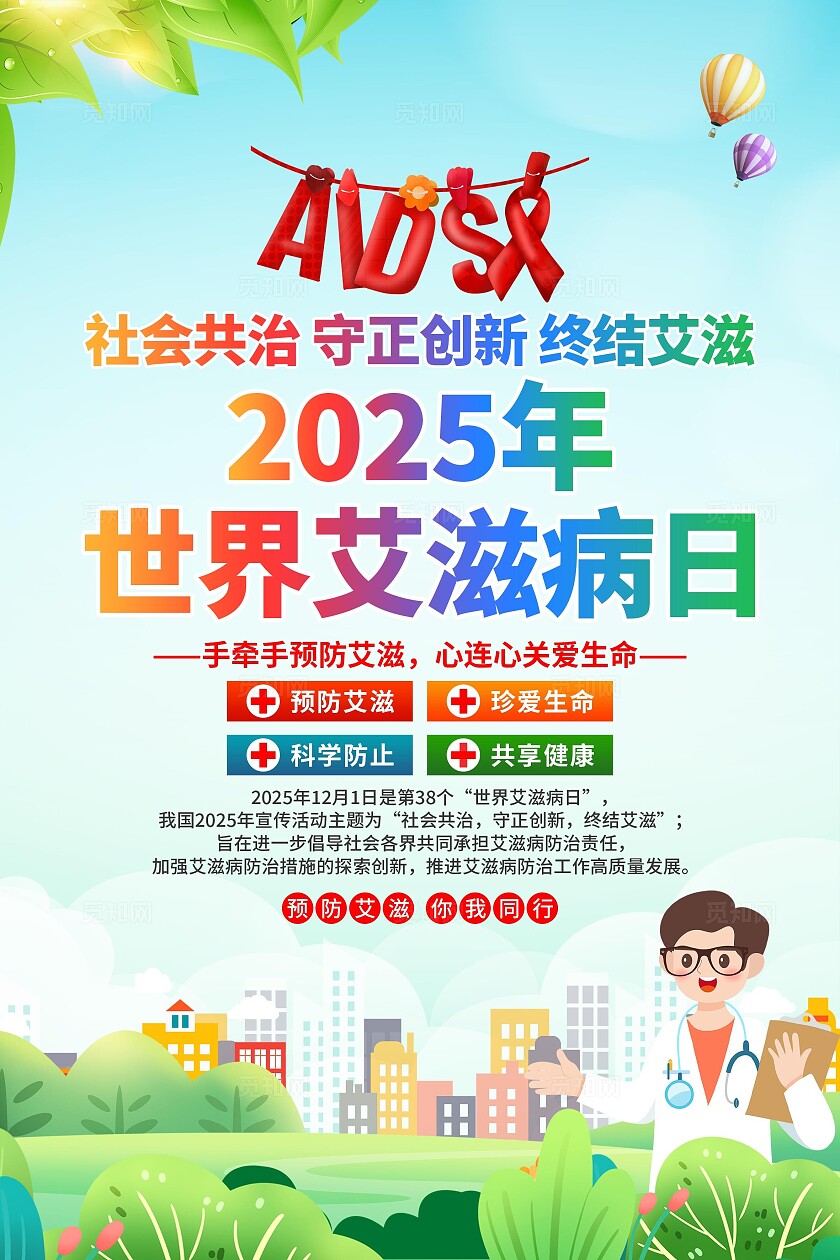 2025年世界艾滋病日挂画海报