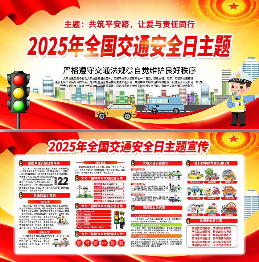 2025年全国交通安全日交通安全知识展板