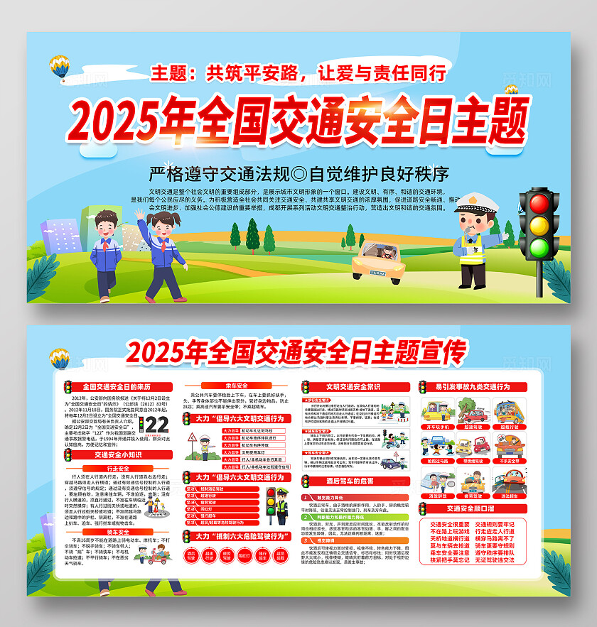 2025年全国交通安全日交通安全知识展板