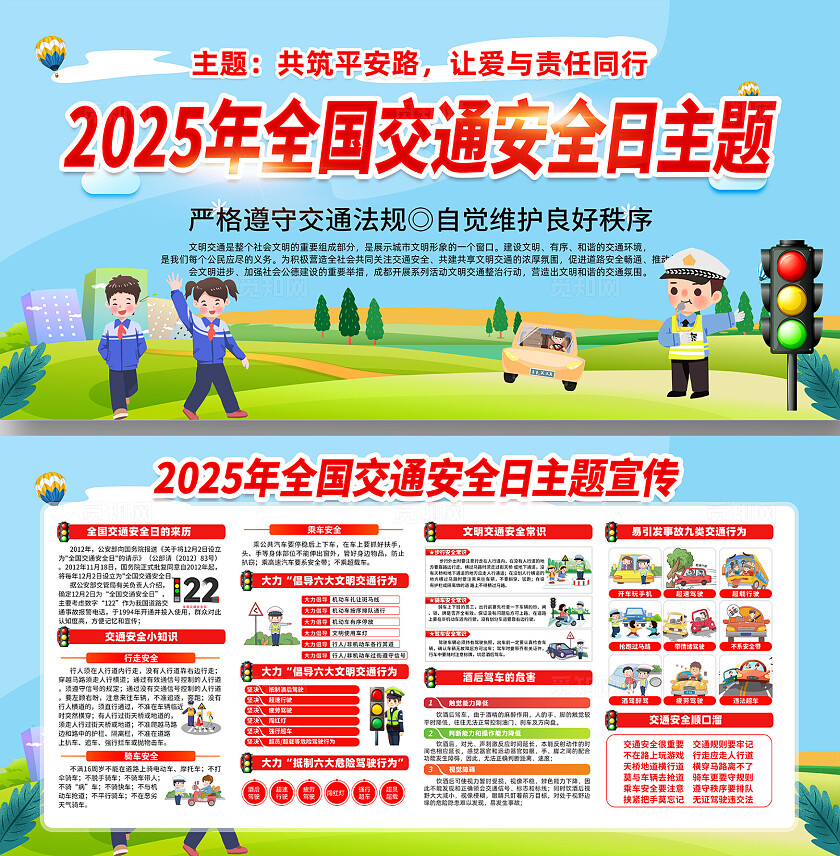 2025年全国交通安全日交通安全知识展板