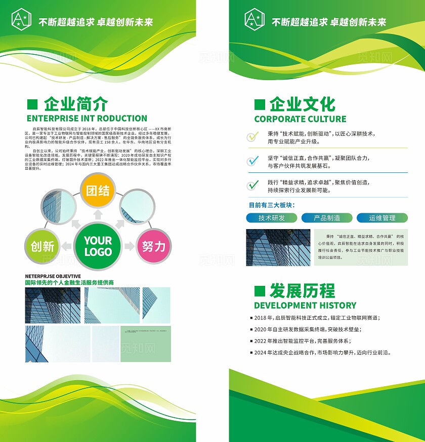 绿色企业公司简介介绍易拉宝展架展板