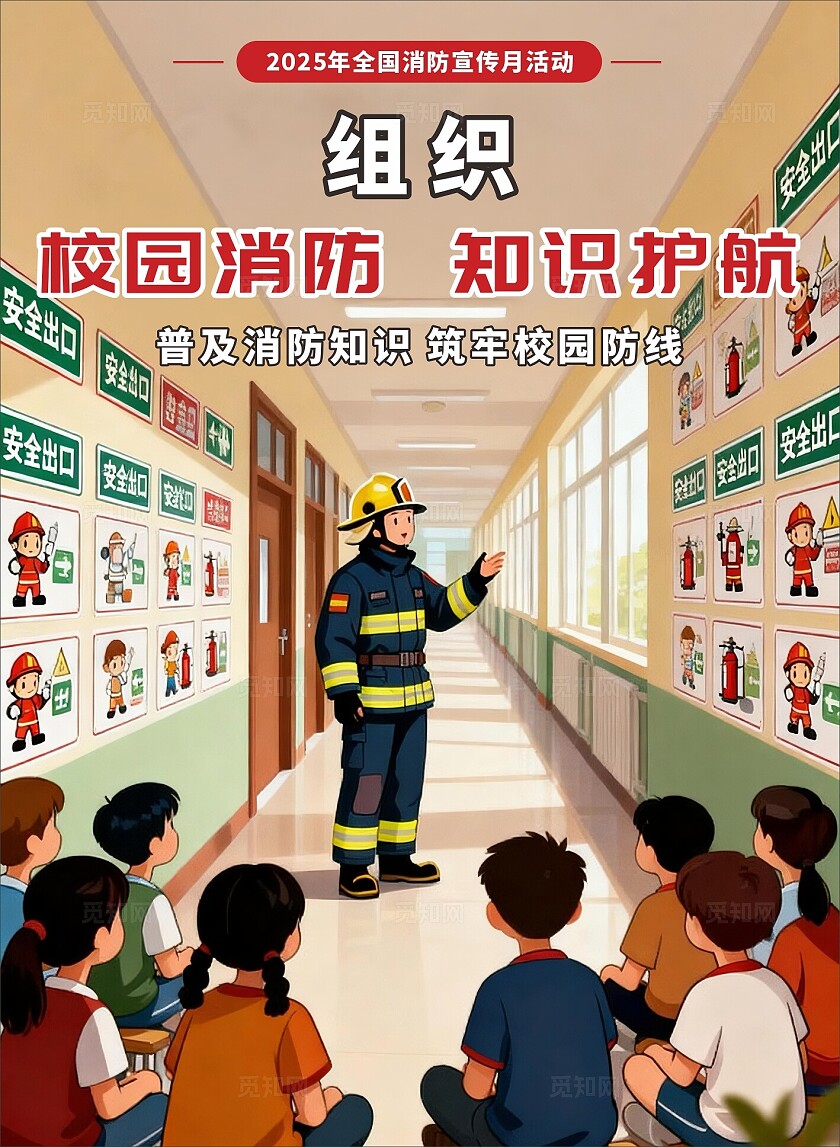 红色简约消防安全宣传月全民消防生命至上全国消防宣传月