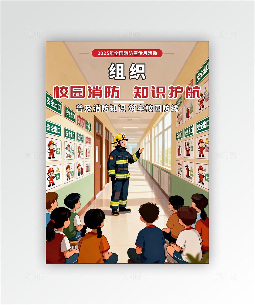 红色简约消防安全宣传月全民消防生命至上全国消防宣传月