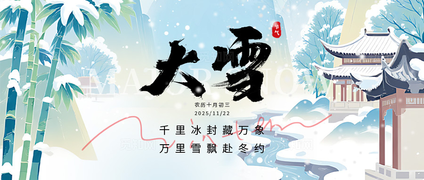 二十四节气之大雪节气创意海报