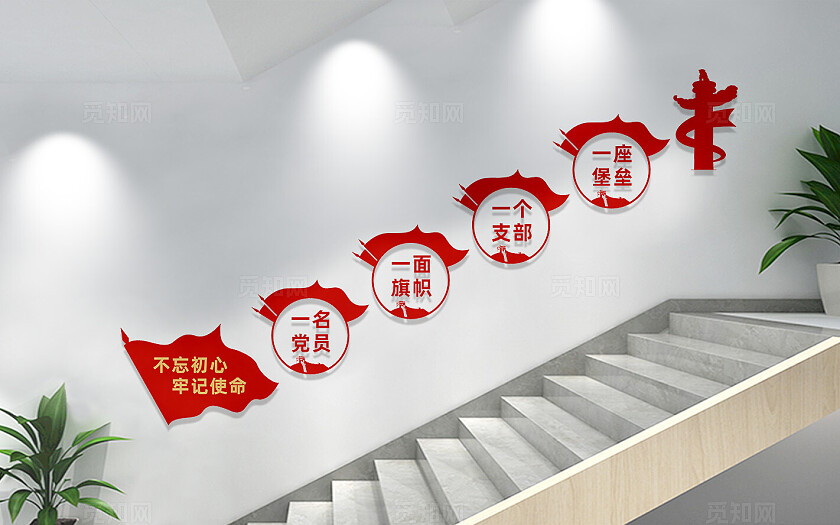 党建楼梯文化墙宣传标语