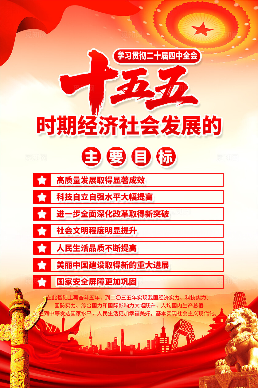 二十届四中全会公报展板党建海报