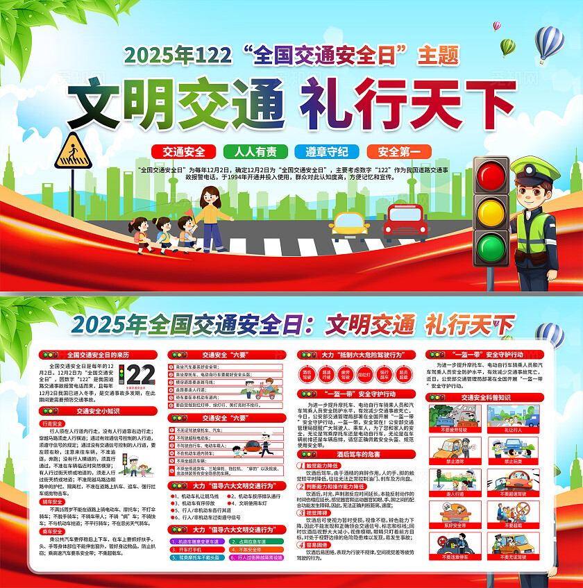 2025年全国交通安全日交通安全知识展板
