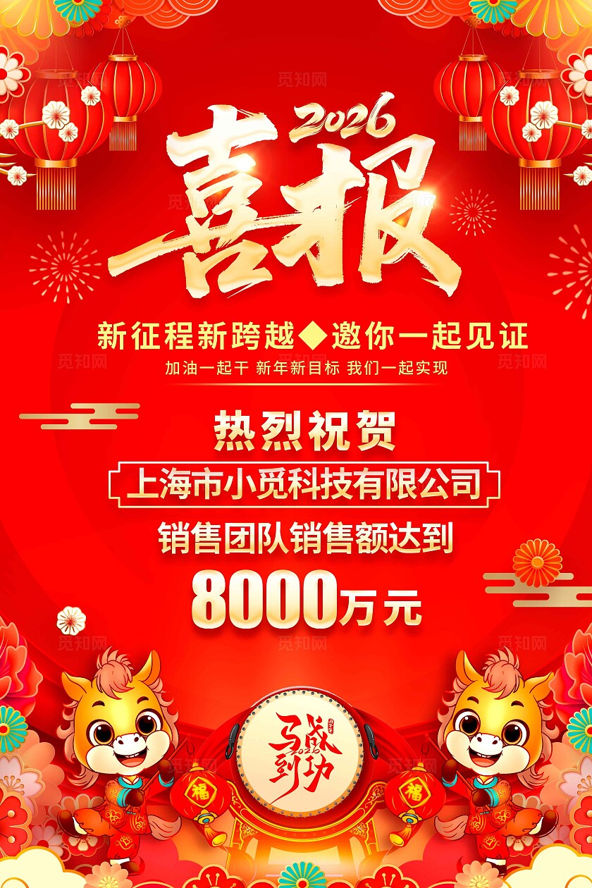 红色喜庆风格喜报2026开门红贺报海报