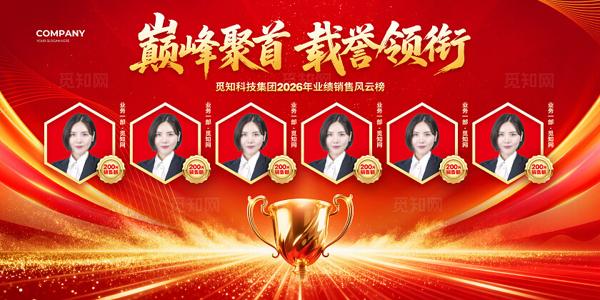 红色炫彩大气销售龙虎业绩榜背景展板设计销售龙虎榜