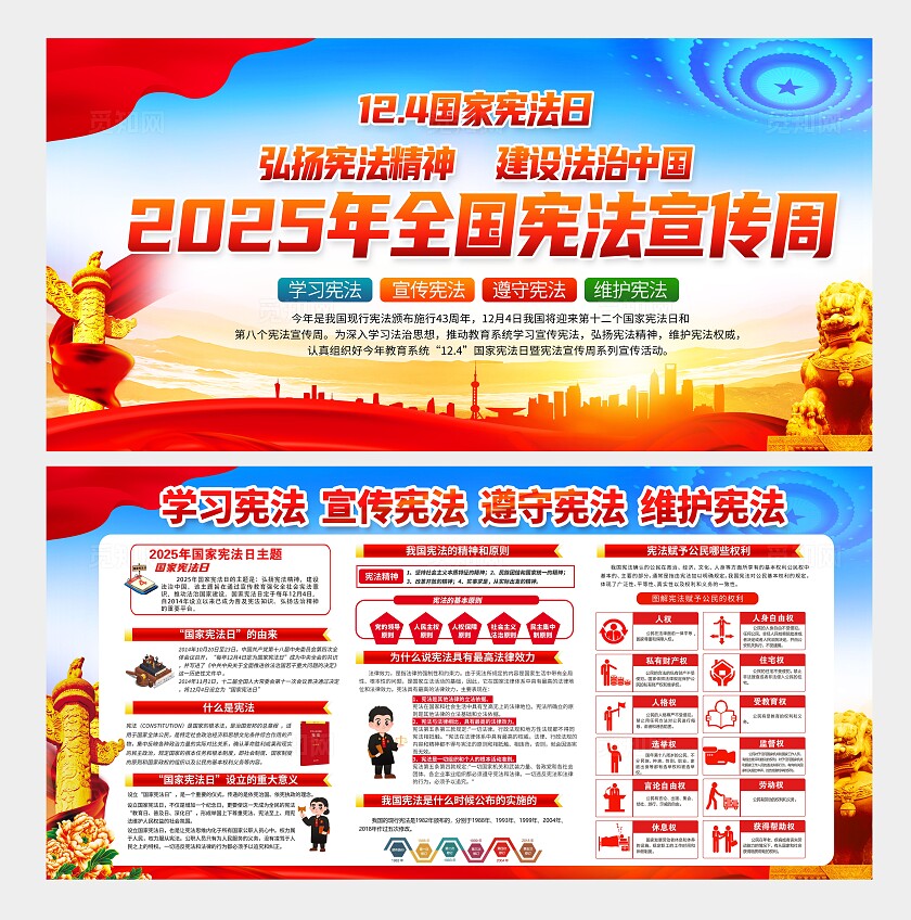 2025年124国家宪法日宪法周宣传周展板