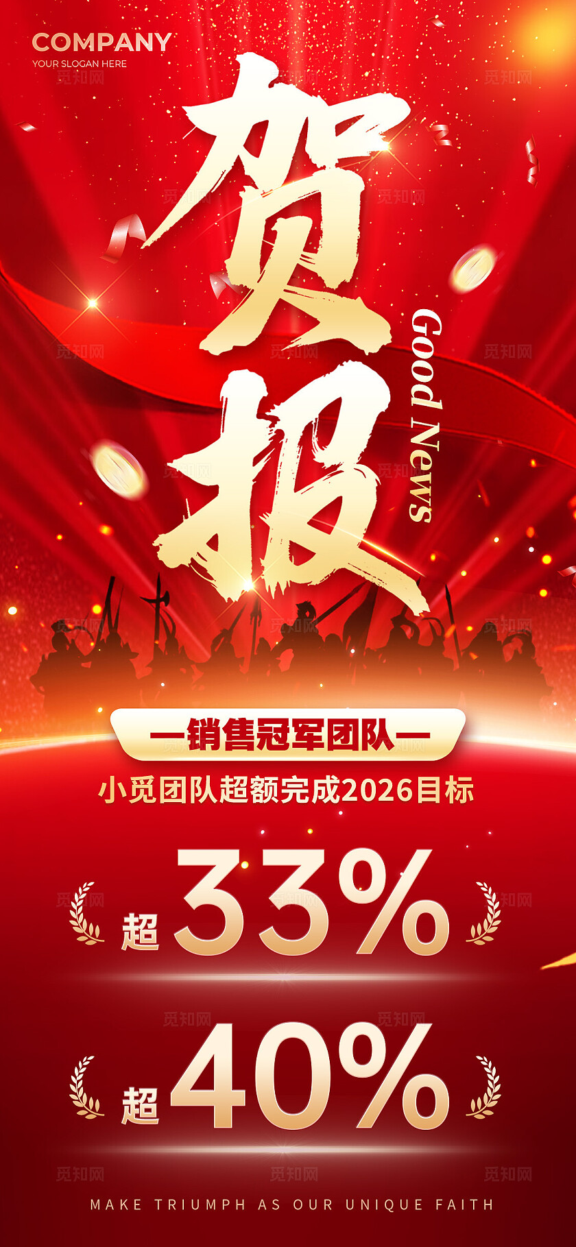 红色喜庆风格喜报2026销售喜报海报喜报海报贺报海报