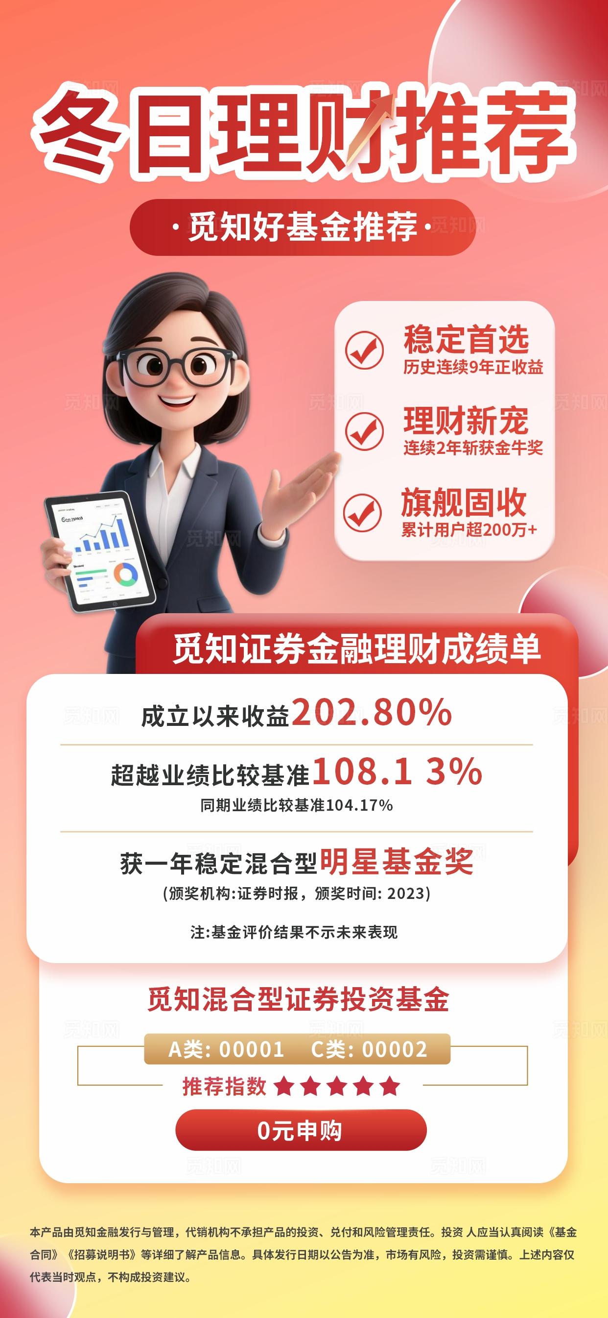 红色3D简约冬季理财推荐金融产品介绍海报