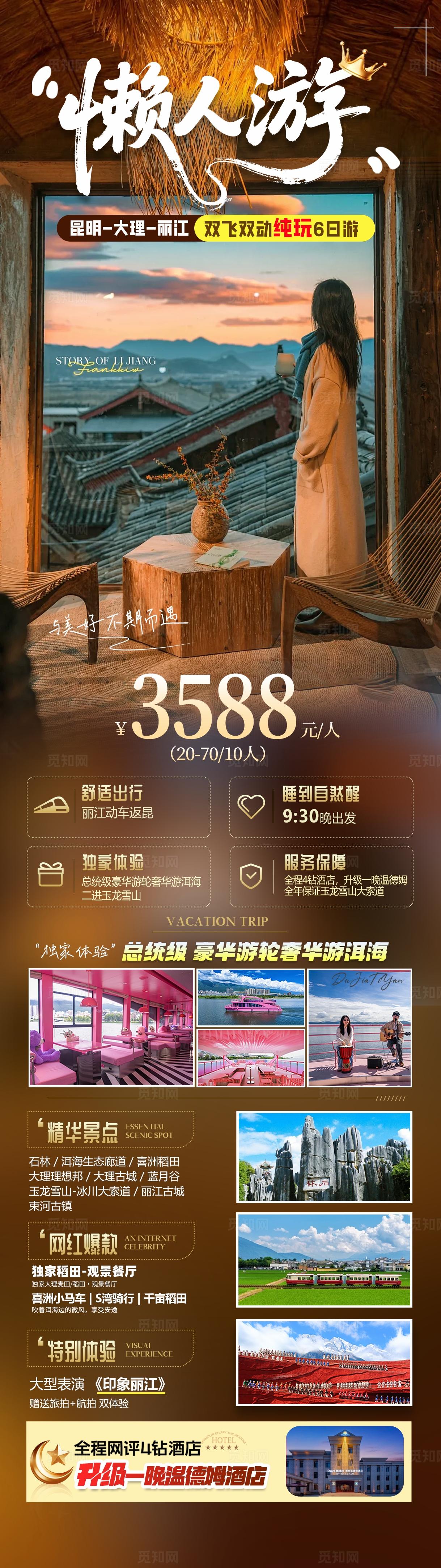 棕色轻奢云南旅游海报