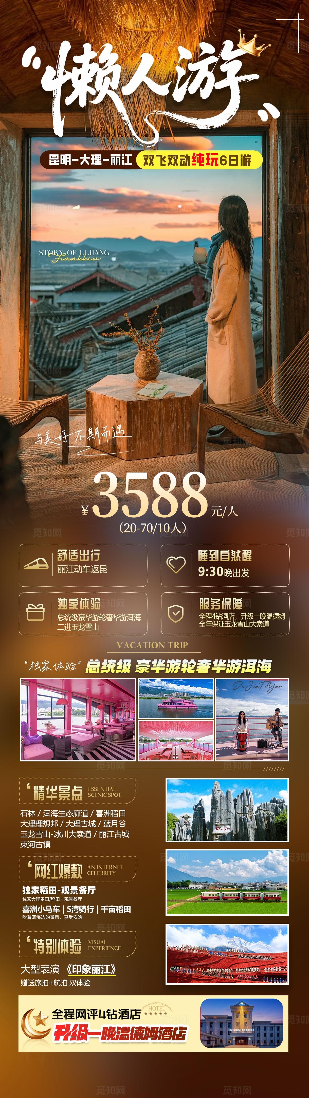 棕色轻奢云南旅游海报