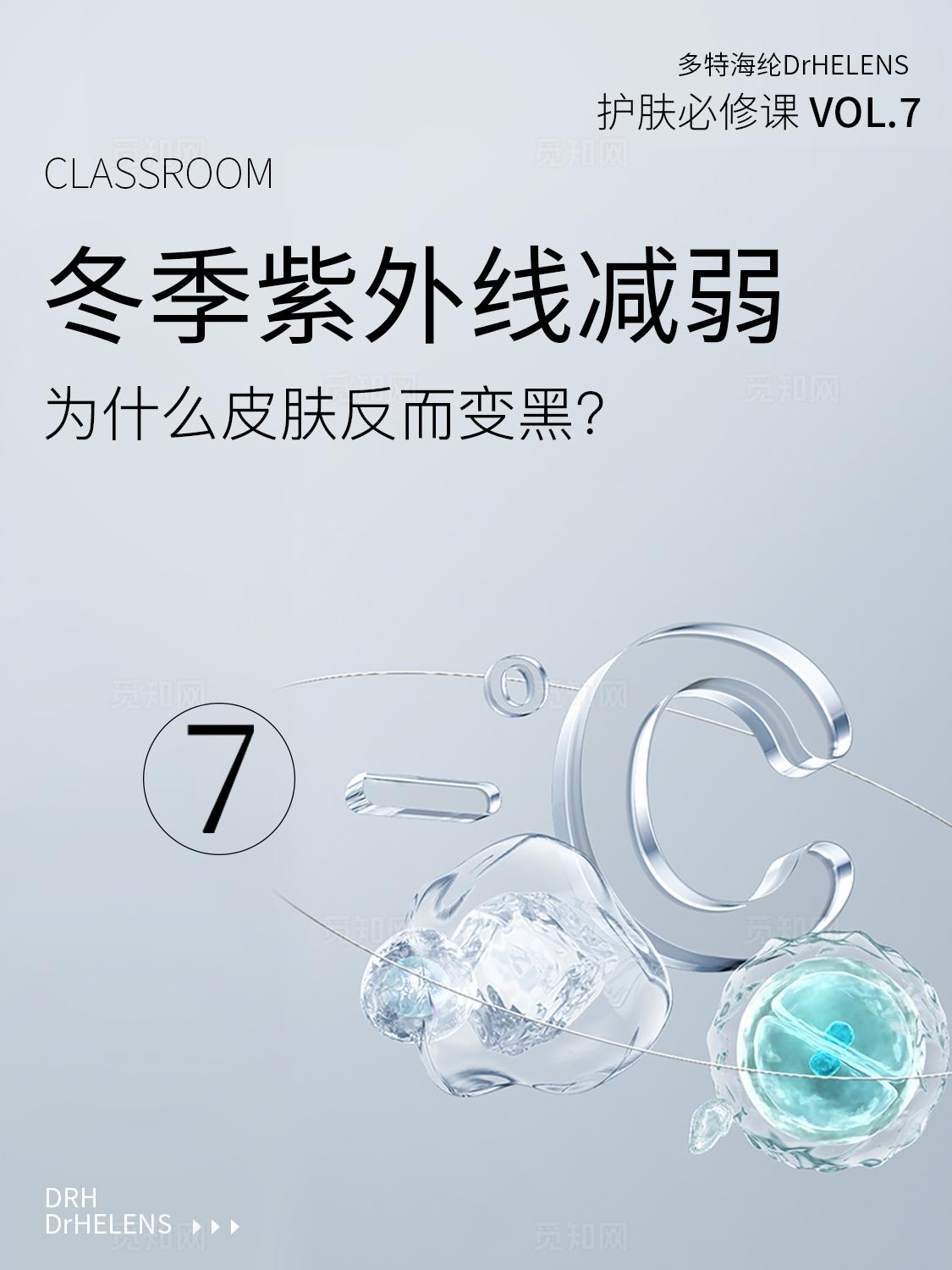 蓝白 生物科技医美美容护肤冬季紫外线防晒 小红书封面笔记插图