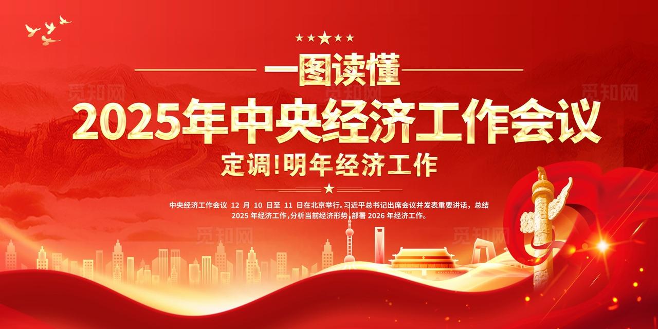 简单大气红色党建一图读懂2025年中央经济工作会议宣传nae