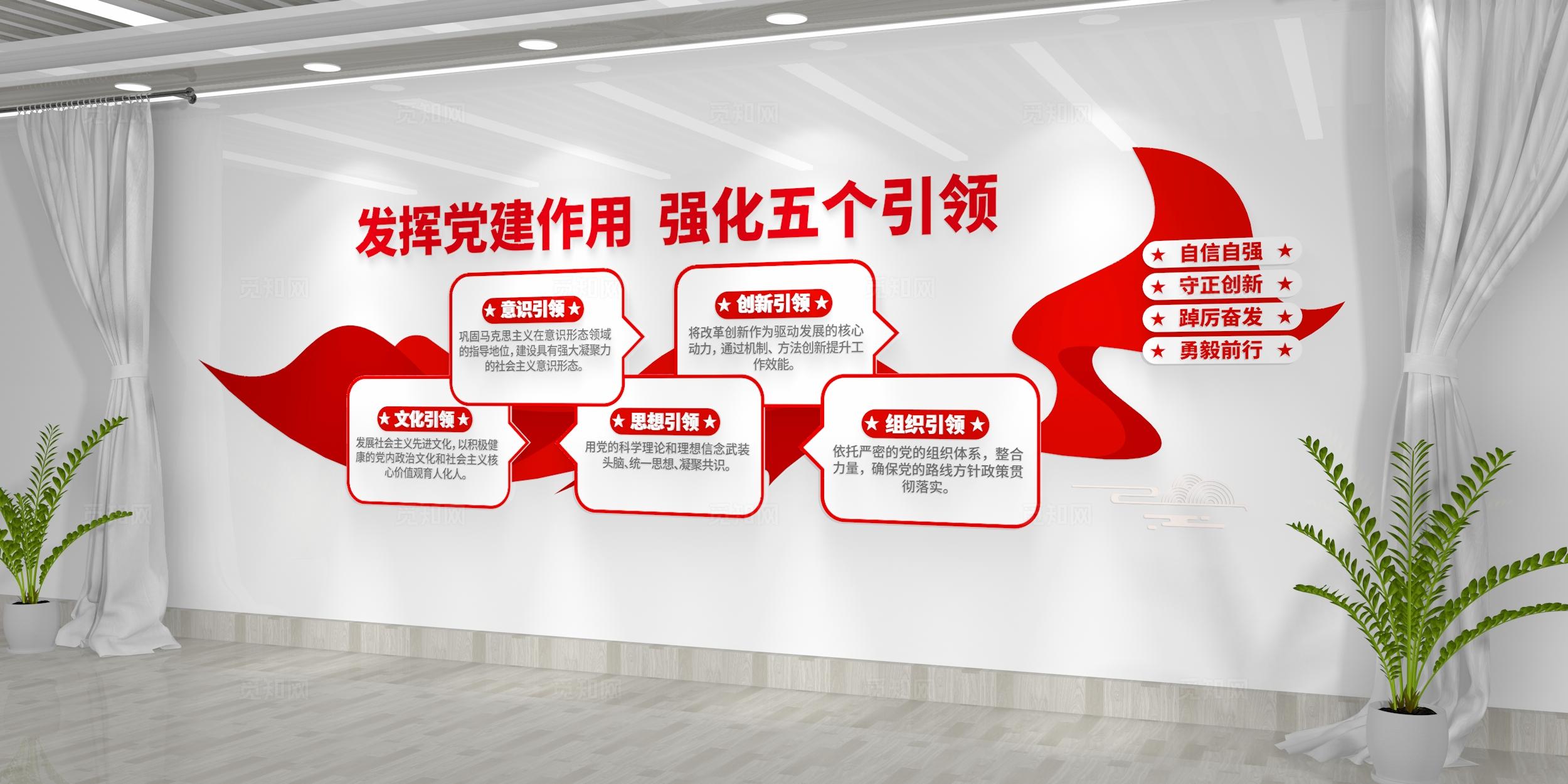 发挥党建作用强化五个引领党建五个引领文化墙党建文化墙