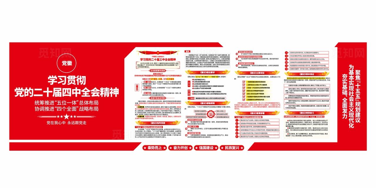 全党全军深入学习党的二十届四中全会精神党建文化墙
