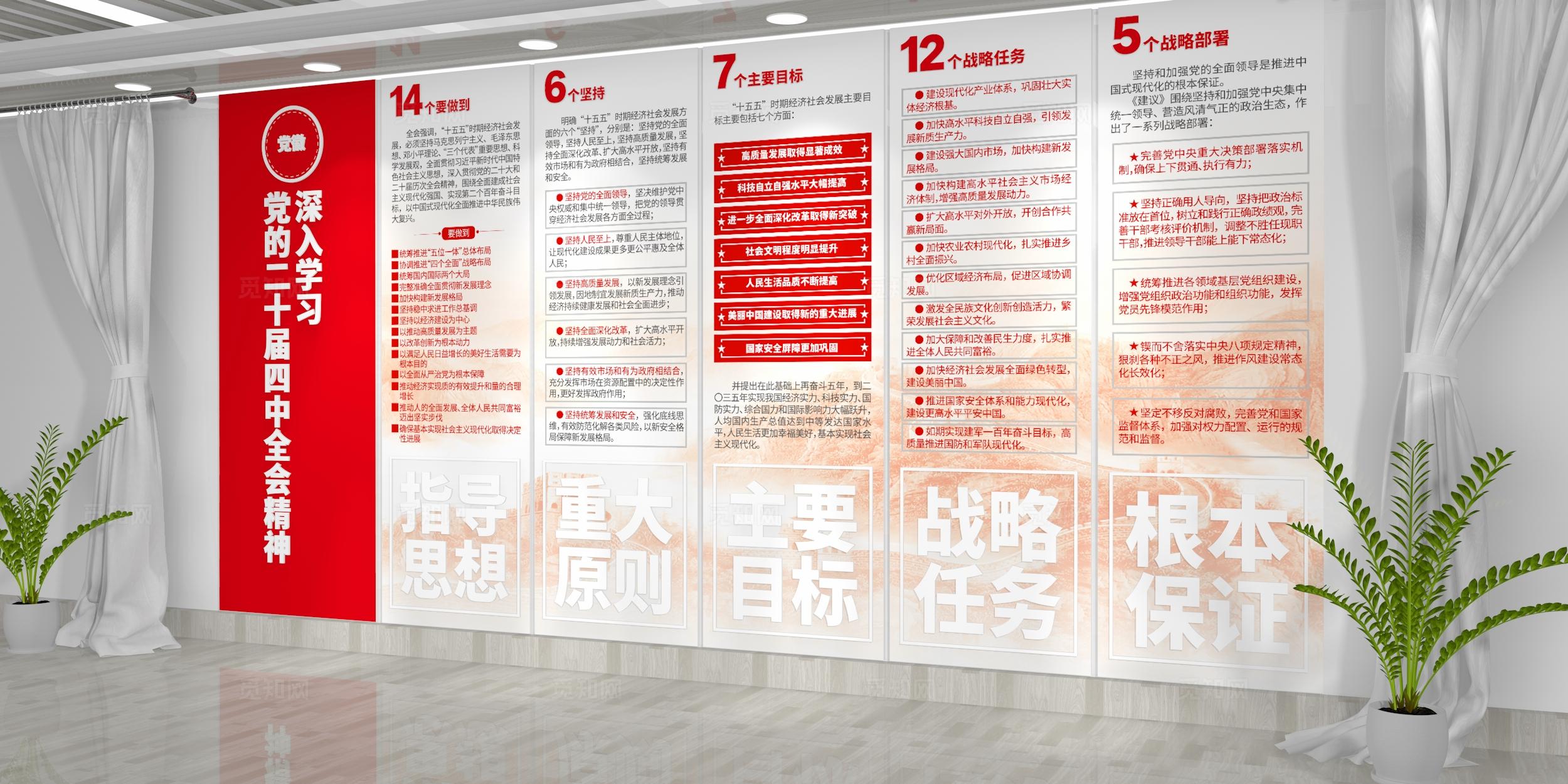 深入学习党的二十届四中全会精神党员学习园地党建文化墙