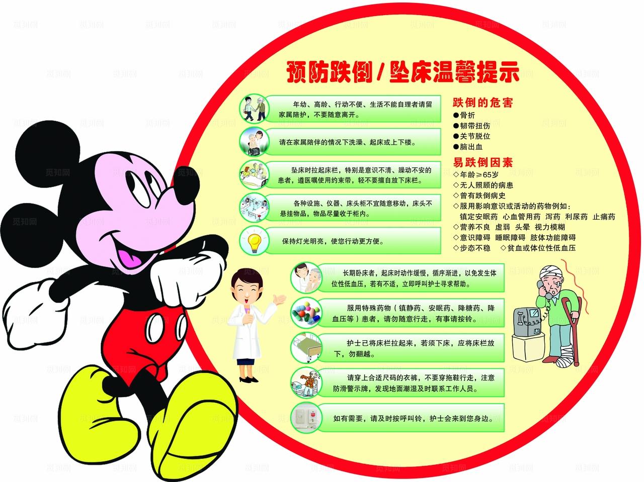 预防跌倒坠床温馨提示宣传栏图片