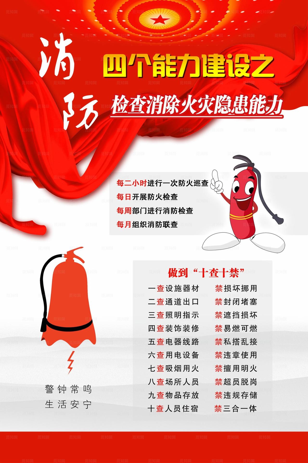 消防安全四个能力建设展板图片