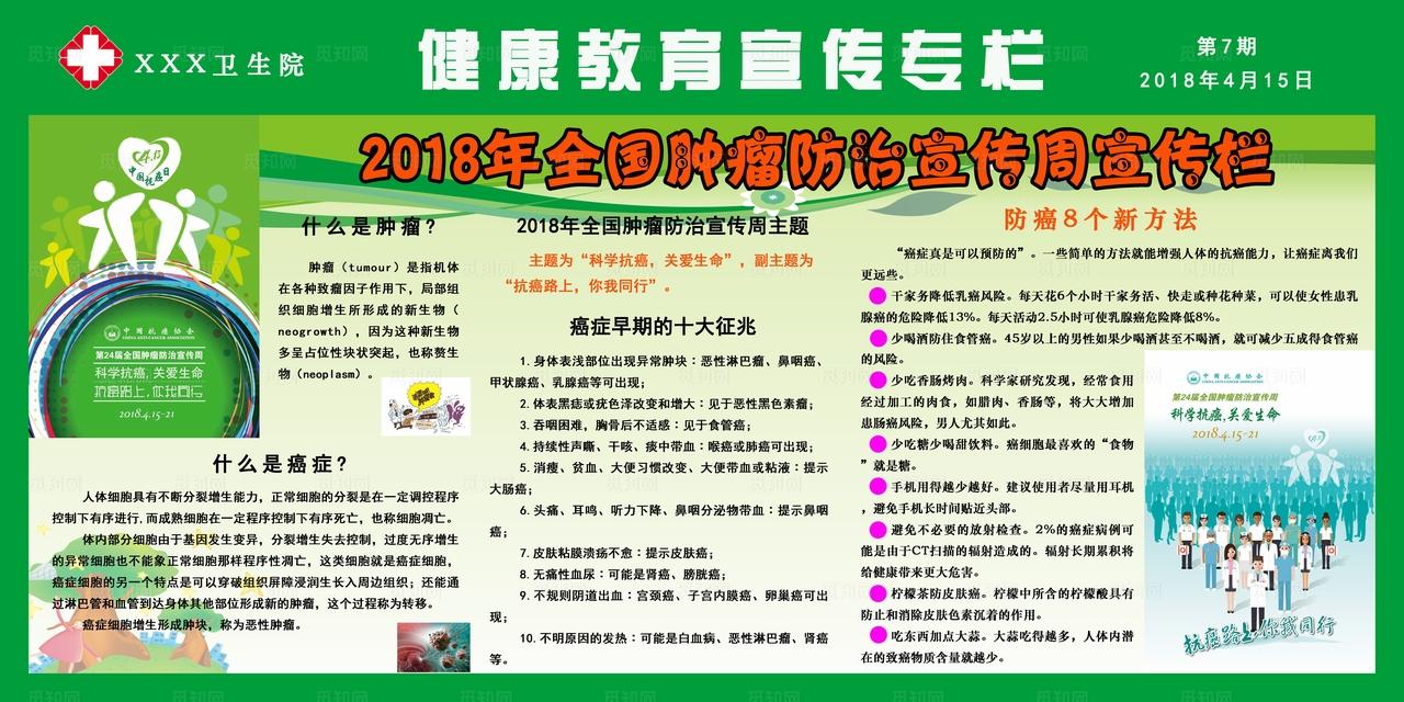 2018年肿瘤防治宣传周宣传栏图片