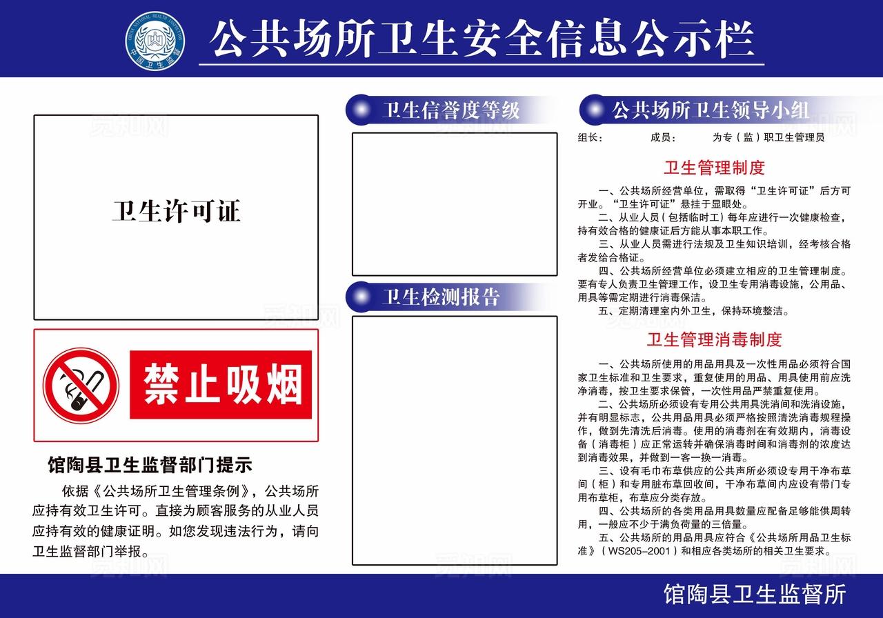 公共场所卫生安全信息公示栏图片