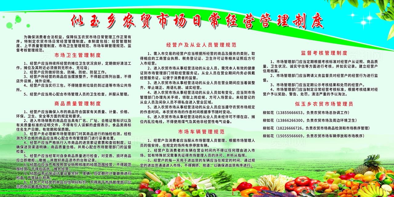 农贸市场日常经营管理制度图片