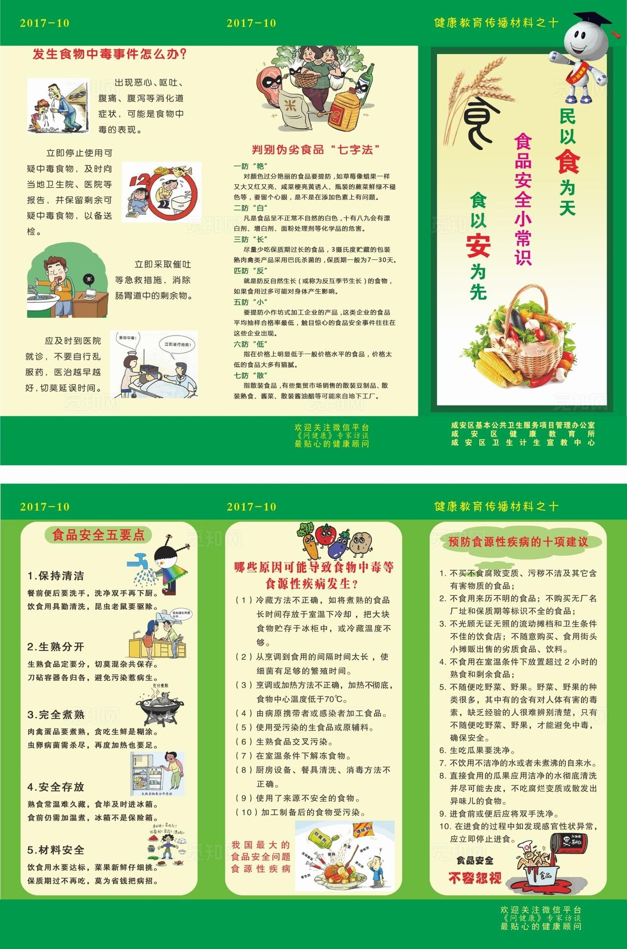 食品安全折页食物中毒图片
