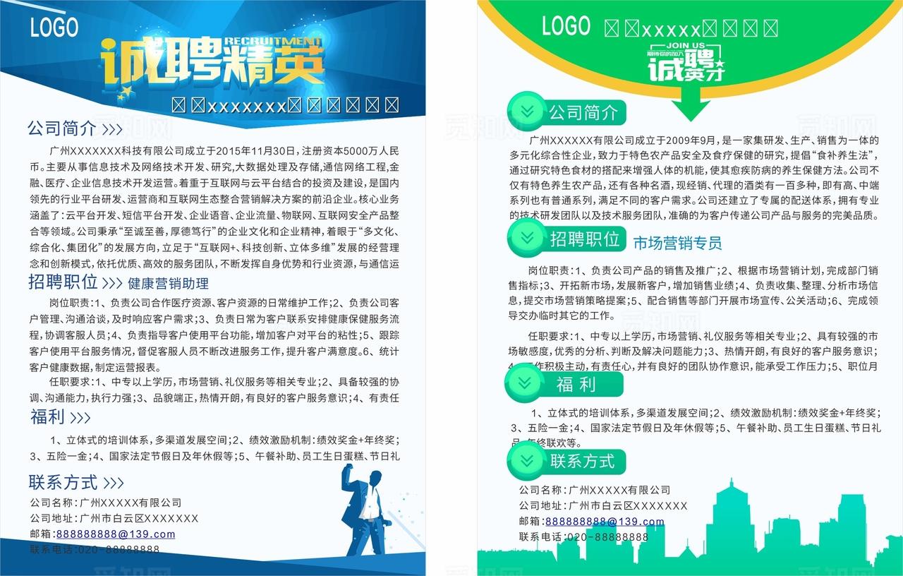 企业招聘宣传单页双面图片