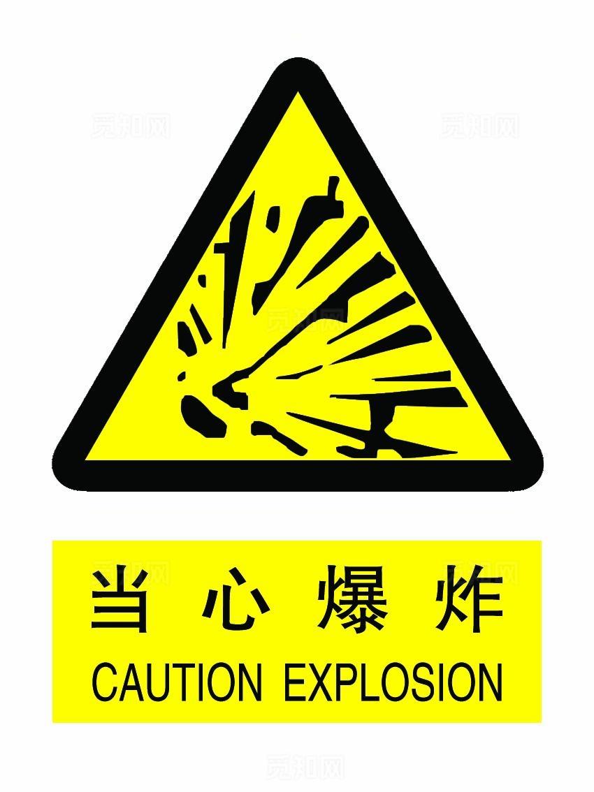 当心爆炸标牌图片
