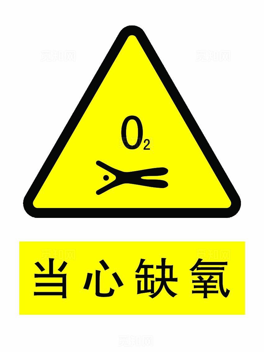 当心缺氧标志图片