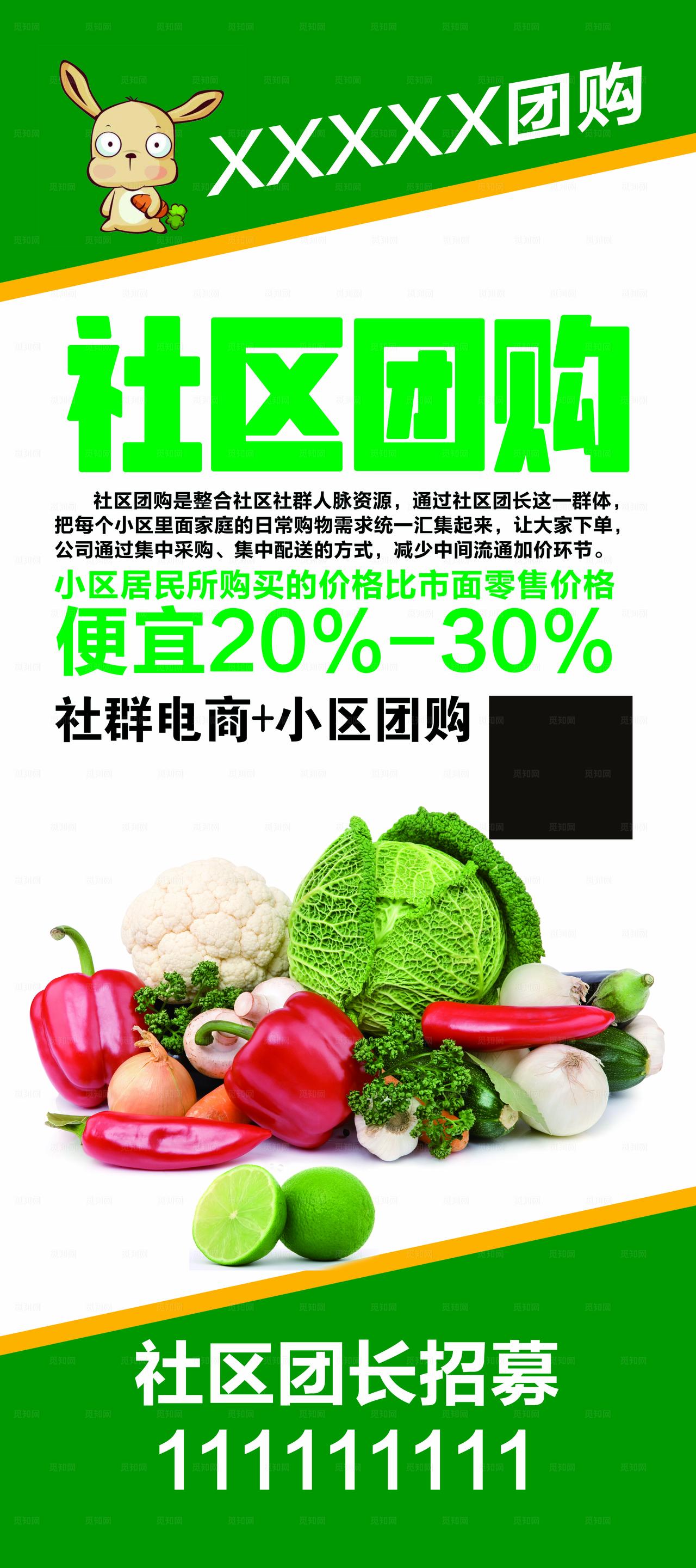 社区团购绿色食品展架图片