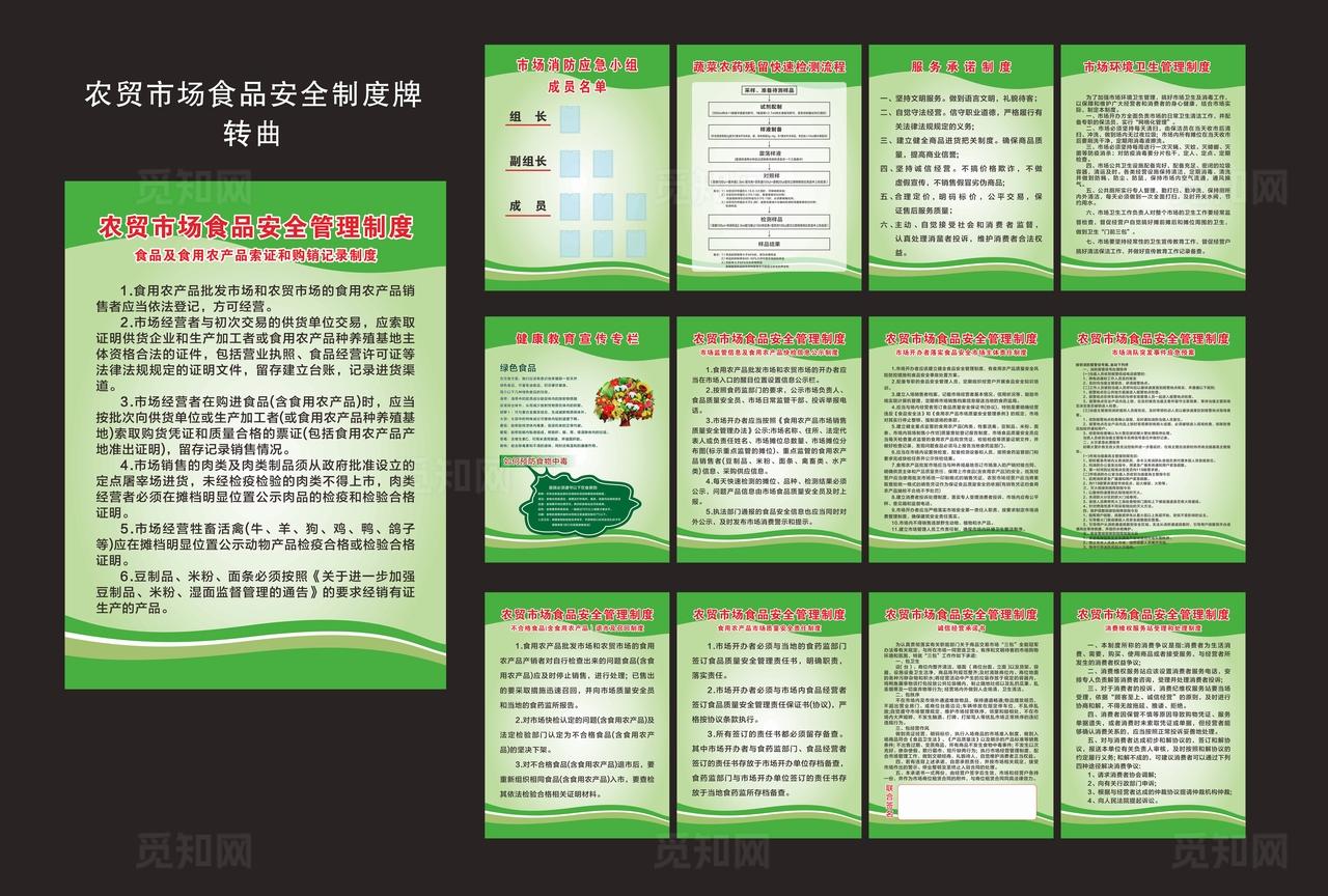 农贸市场食品安全制度牌 转曲图片